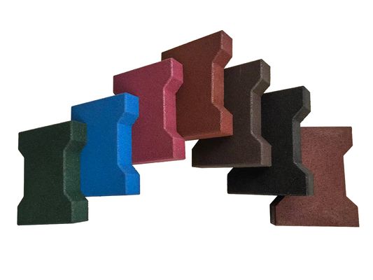 شکل سگ شکل H شکل 200 * 160 * 120mm با هم وصل شدن لاستیک Pavers 20-50mm ضد لغز برای زمین بازی